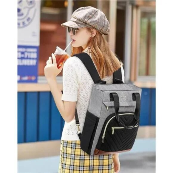 NEW 15.6 Inch Laptop Bag Backpack Grey&black&brown CONVERTIBLE TRAVEL BAG - Picture 6 of 7